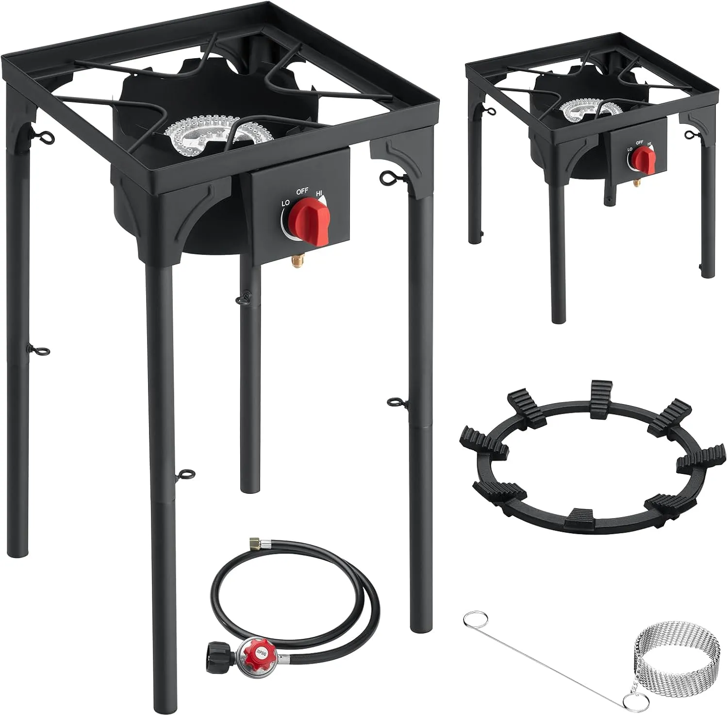Propane Burner, 75,000 BTU High Pressure Single Gas Stove with 0-20 PSI Adjustable Regulator, Camping Stove with 8 Detachable Legs for Camping, Backyard, Tailgating, Outdoor Cooking