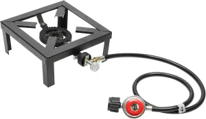Propane Burner,Portable Single Burner Outdoor Gas Stove Propane Cooker with Adjustable 0-20Psi Regulator Hose Gas Stove for Outdoor Cooking, Turkey Fry, Seafood Boil