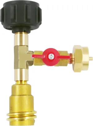 Propane Gas Brass Tee Adapter with 3 Port for Camping or RV, Acme Nut &QCC1Propane Gas Fitting with 1"-20 Female/Male Throwaway Cylinder Thread Adapter