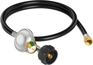 Propane Hose Regulator 3FT with Gauge Gas Grill Replacement Parts for Blackstone 28" & 36" Griddles, Weber, Charbroil, Nexgrill Grills, Camp Chef Stove, Propane Patio Heater and Fire Pit