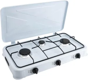 Propane Stove 3 Burner Portable Gas Stove with Wind Blocking Cover, Adapter Hose, Independent Temperature Control, Camping Stove Propane LPG for Apartment, RV, Outdoor Cooking