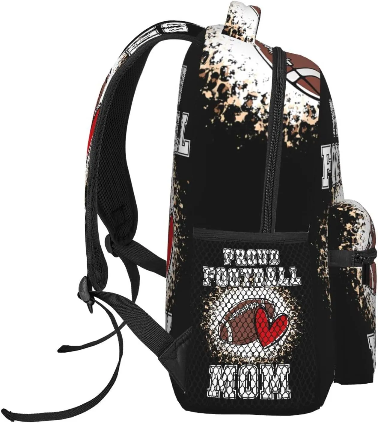 Proud Football Mom Cheetah Print Backpack Casual Laptop Backpack Lightweight Double Shoulder Bag Travel Daypack For Women Men