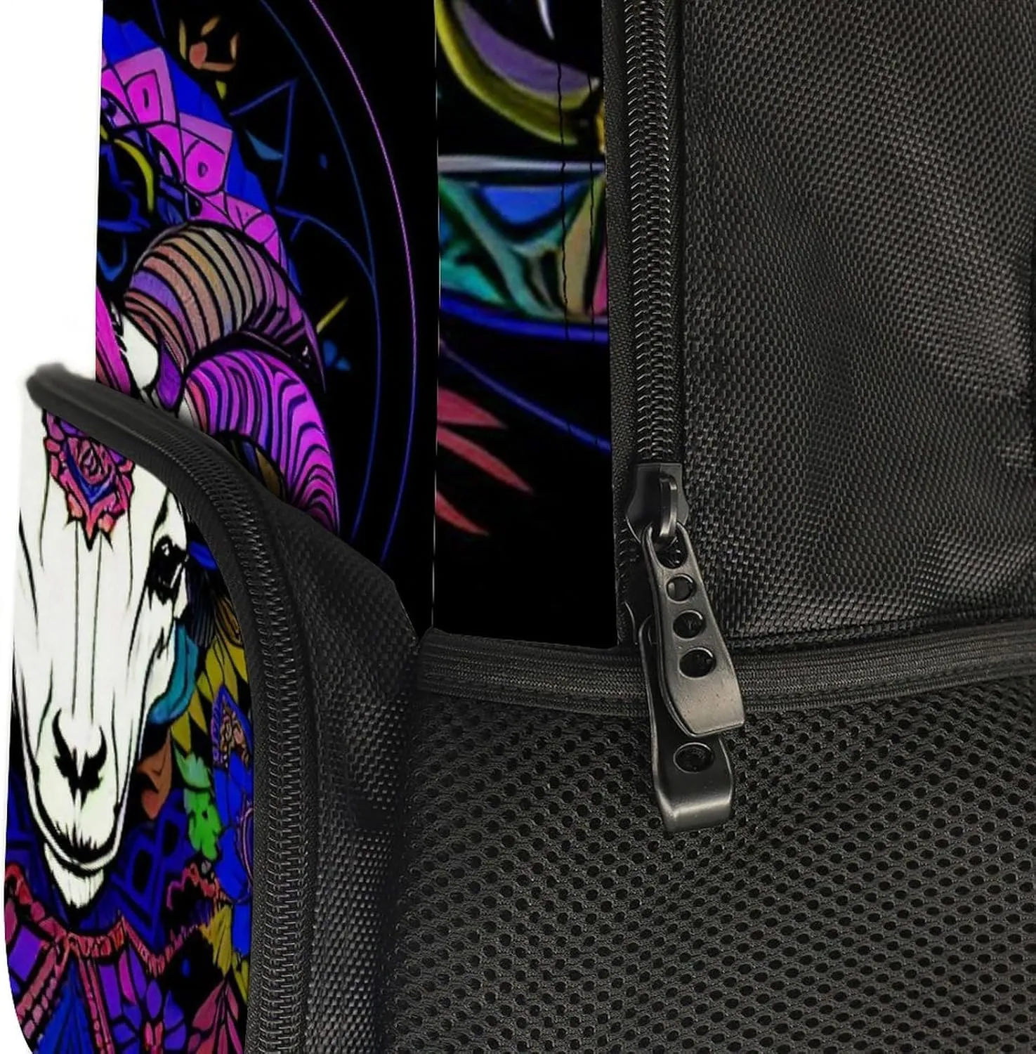 Psychedelic Goat Skull Art Daypack Polyester Anti-Theft Multipurpose Bookbag Big Capacity Gym Outdoor Hiking Backpack With Adjustable Shoulder Straps