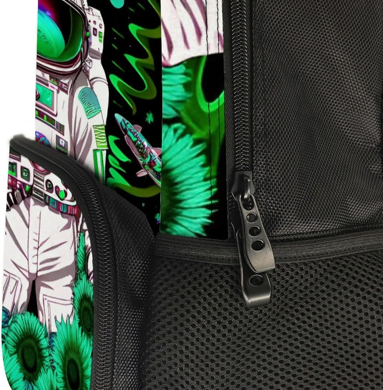 Psychedelic Space Astronaut Sunflower Snake Art Daypack Polyester Anti-Theft Multipurpose Bookbag Big Capacity Gym Outdoor Hiking Backpack With Adjustable Shoulder Straps