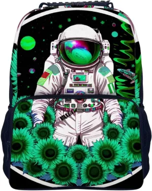 Psychedelic Space Astronaut Sunflower Snake Art Daypack Polyester Anti-Theft Multipurpose Bookbag Big Capacity Gym Outdoor Hiking Backpack With Adjustable Shoulder Straps