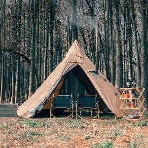 Pyramid Glamping Tent for 5-8 People with Stove Hole, Waterproof Double Layers Teepee Tent, Easy Setup