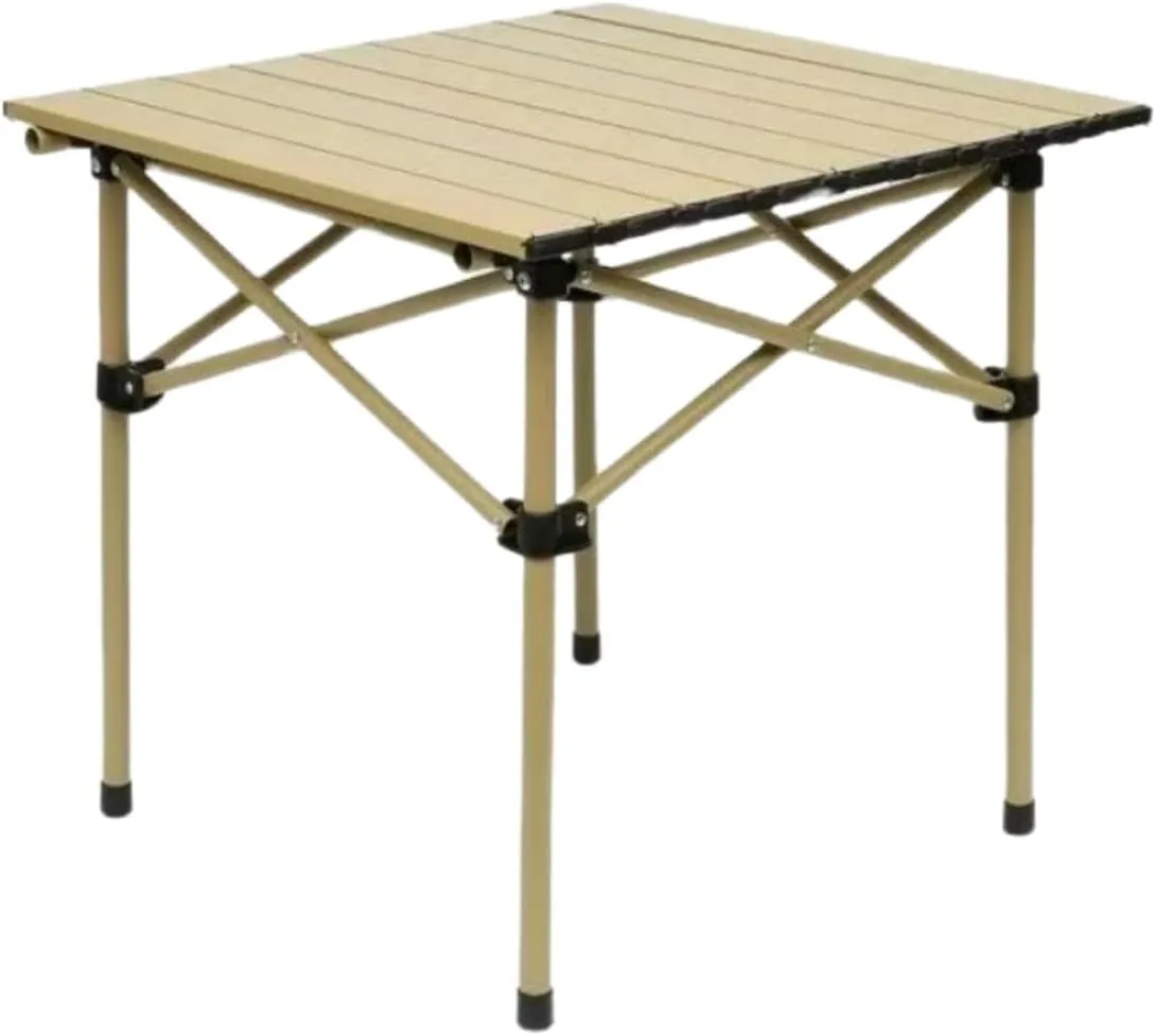 QIANDAHOM-Camping Table Foldable Square Table Table for 2-3 People, Outdoor Portable Camping Table with Aluminum Roll-Up Table Top and Carrying Bag, Strong and Stable