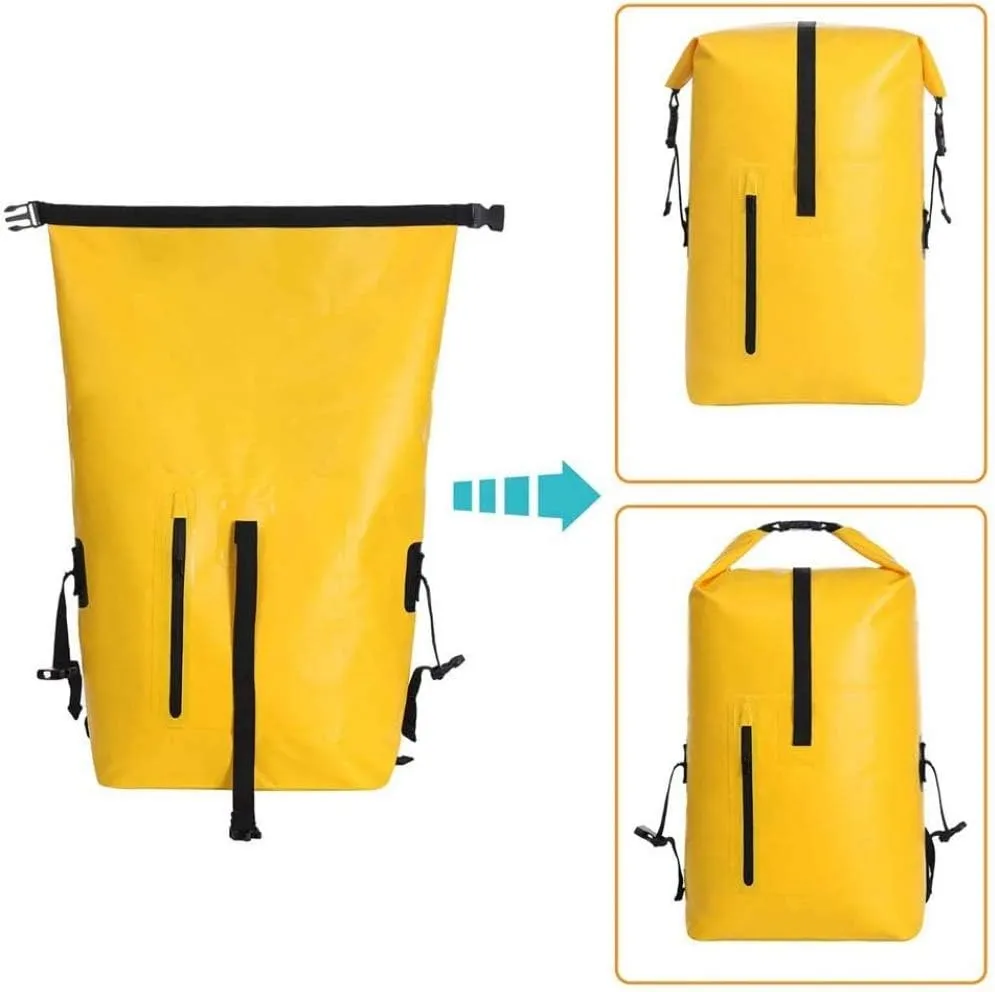 qiuqiu Waterproof Dry Bags Backpack, 40L Heavy Duty Roll-Top Closure Travel Backpack for Boating, Beach, Kayaking, Skiing, Fishing, Camping, Swimming
