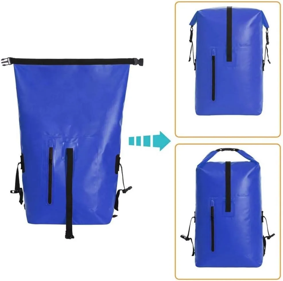 qiuqiu Waterproof Dry Bags Backpack, 40L Heavy Duty Roll-Top Closure Travel Backpack for Boating, Beach, Kayaking, Skiing, Fishing, Camping, Swimming