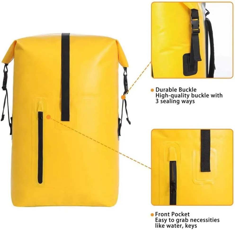 qiuqiu Waterproof Dry Bags Backpack, 40L Heavy Duty Roll-Top Closure Travel Backpack for Boating, Beach, Kayaking, Skiing, Fishing, Camping, Swimming