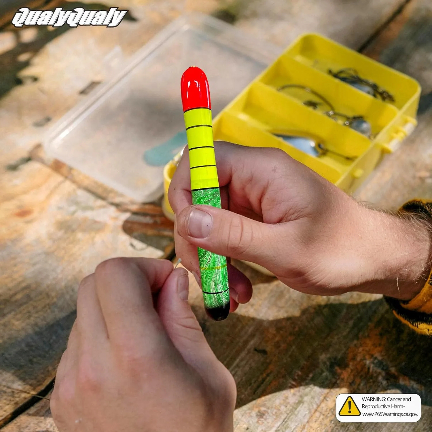 QualyQualy Fishing Floats, Weighted Catfish Pole Floats, High Visibility Wood Pole Fishing Float for Catfish Pike 7IN 10IN 12IN, 3PCS