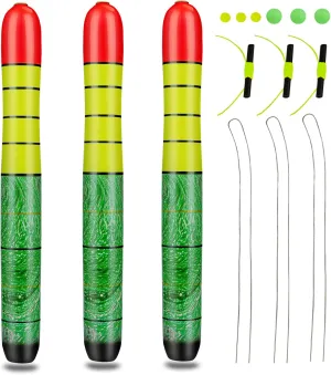 QualyQualy Fishing Floats, Weighted Catfish Pole Floats, High Visibility Wood Pole Fishing Float for Catfish Pike 7IN 10IN 12IN, 3PCS