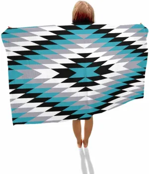 Quick-Drying Microfiber Beach Towel, Bohemian Soft Absorbent Bath Shower Towels, Teal Geometric Abstract Art Lightweight Portable Towel/Blanket for Travel/Swimming Pool/Camping/Yoga/Gym，35x70 Inch