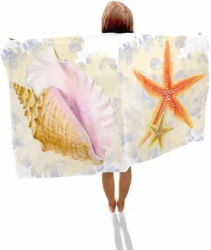 Quick-Drying Microfiber Beach Towel, Ocean Soft Absorbent Bath Shower Towels, Shell Starfish Vintage Lightweight Portable Towel/Blanket for Travel/Swimming Pool/Camping/Yoga/Gym，35x70 Inch