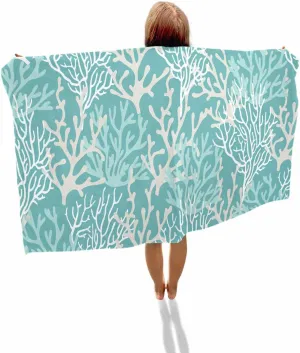 Quick-Drying Microfiber Beach Towel, Summer Ocean Soft Absorbent Bath Shower Towels, Coral Gradient Turquoise Lightweight Portable Towel/Blanket for Travel/Swimming Pool/Camping/Yoga/Gym，35x70 Inch