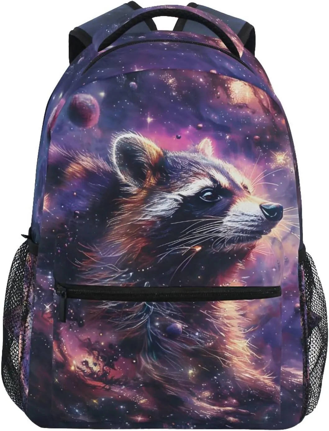 Raccoon Nebula Galaxy School Kids Backpack for Boys Girls Laptop Backpack Lightweight Travel Bag for Women Men