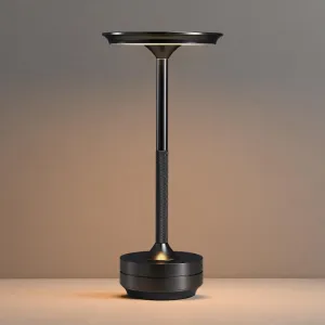 Rechargeable Cordless Table Lamps, Portable 5000mAh Outdoor Table Light, 3 Color Stepless Dimming LED BedsideTable Lamp with Memory Function, Battery Lamp For Kitchen/Dinner/Patio/Restaurant(Black)