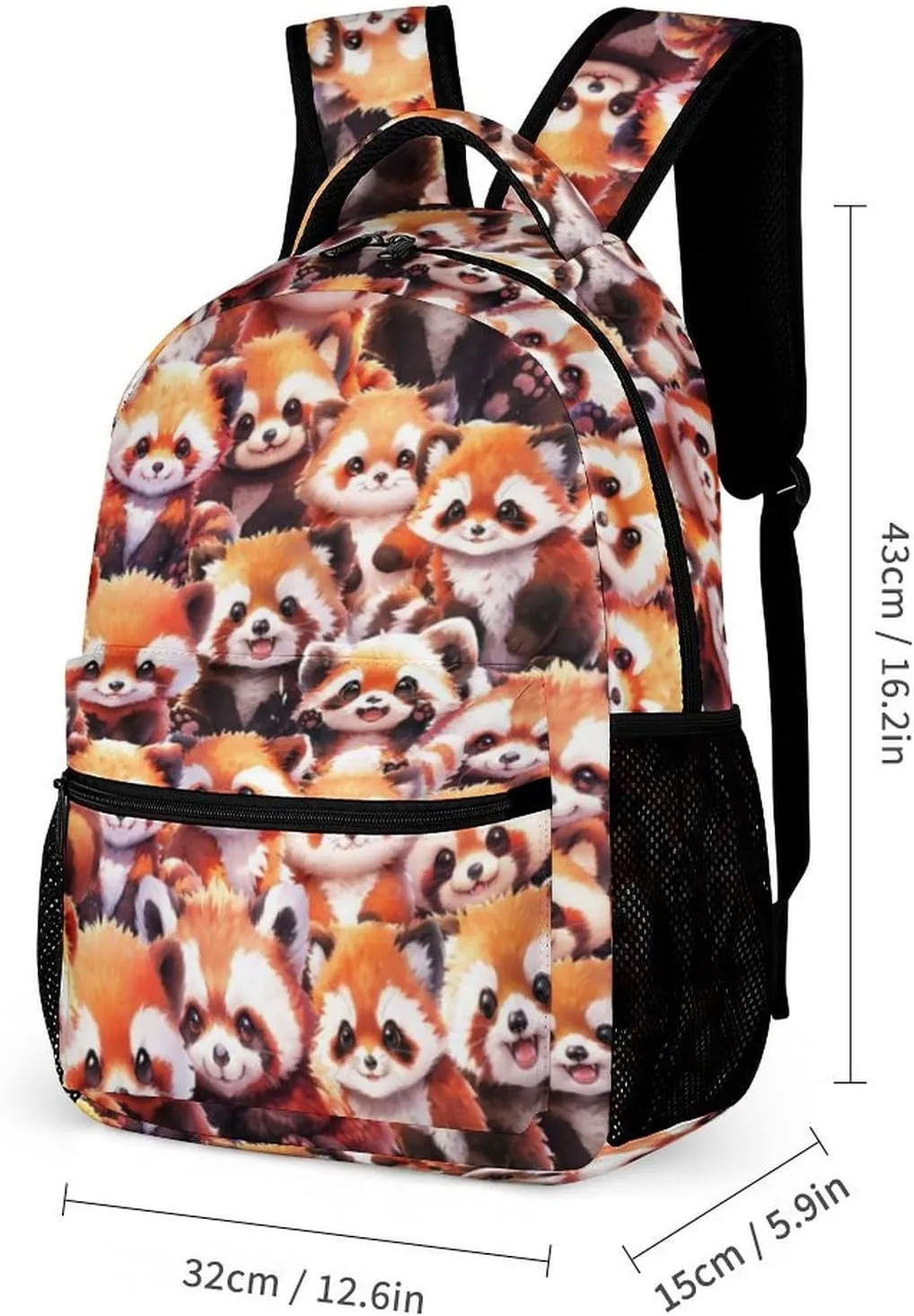 Red Panda Backpack with Lunch Box & Pencil Case for Kids Girls Boys School, 16 Inch Cute Red Pandas Bookbag, School Backpack for Students Children, Lightweight, Large Capacity