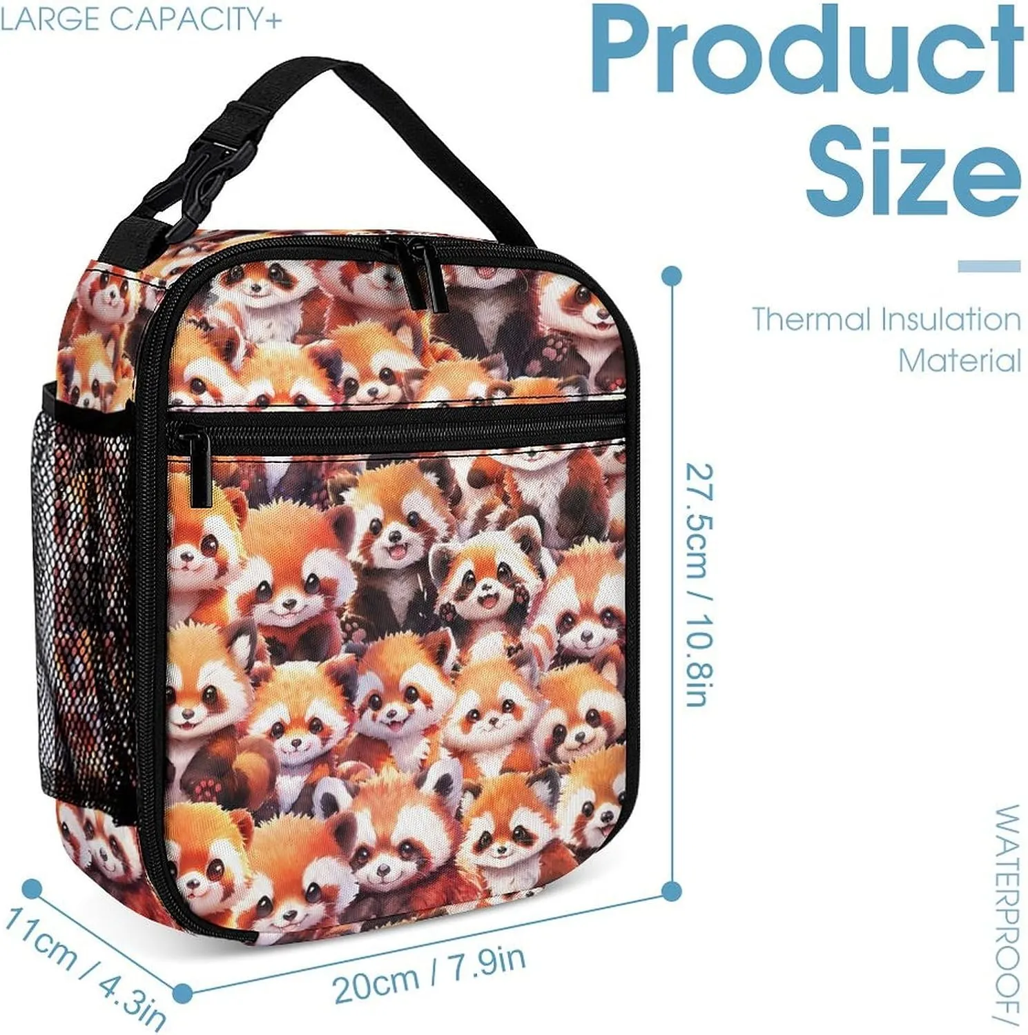 Red Panda Backpack with Lunch Box & Pencil Case for Kids Girls Boys School, 16 Inch Cute Red Pandas Bookbag, School Backpack for Students Children, Lightweight, Large Capacity