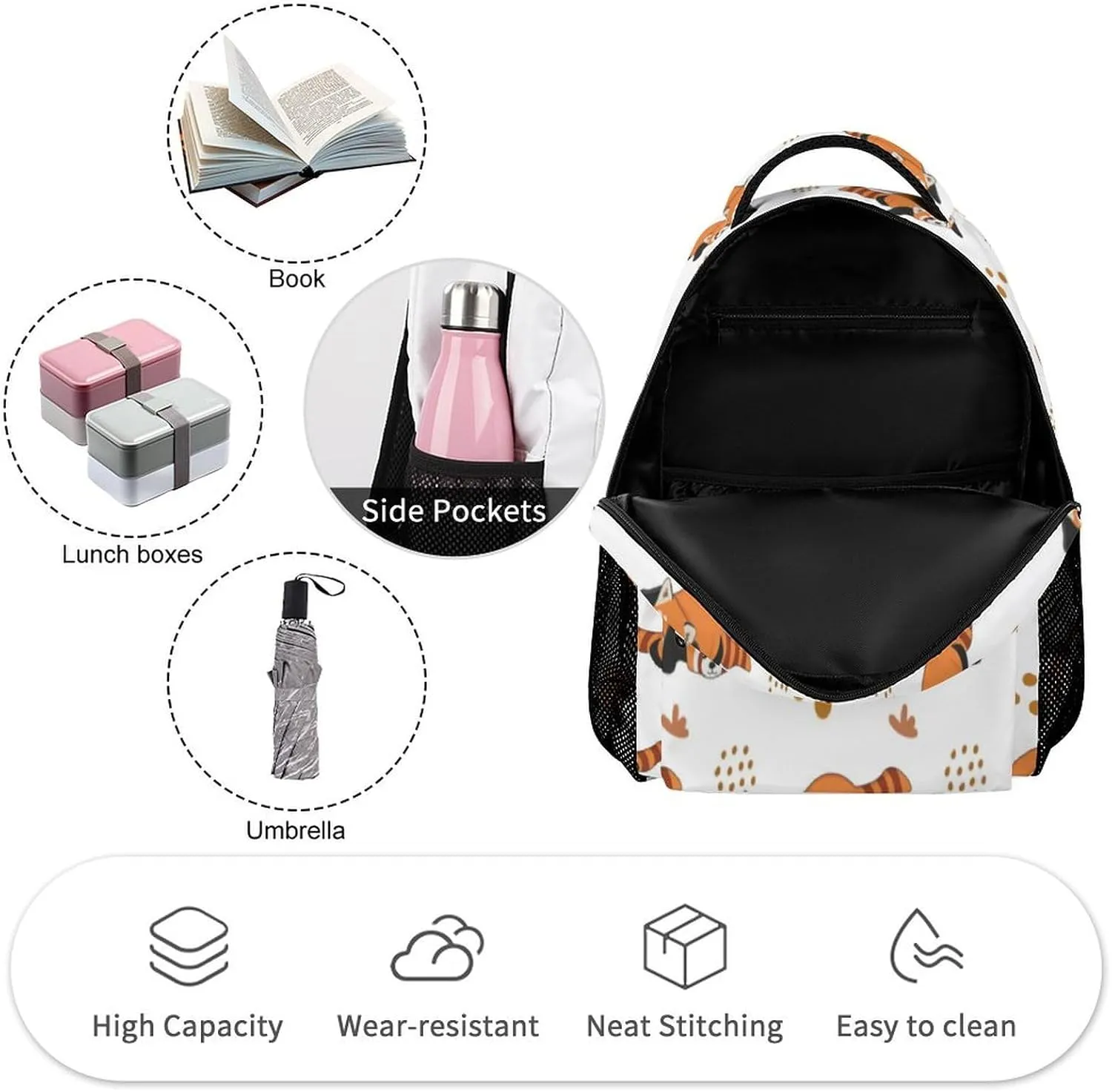 Red Panda School Backpack for Kids Girls Boys, 16 Inch Cute Red Pandas Themed Bookbag, Personalized School Backpack for Students Children, Lightweight, Large Capacity
