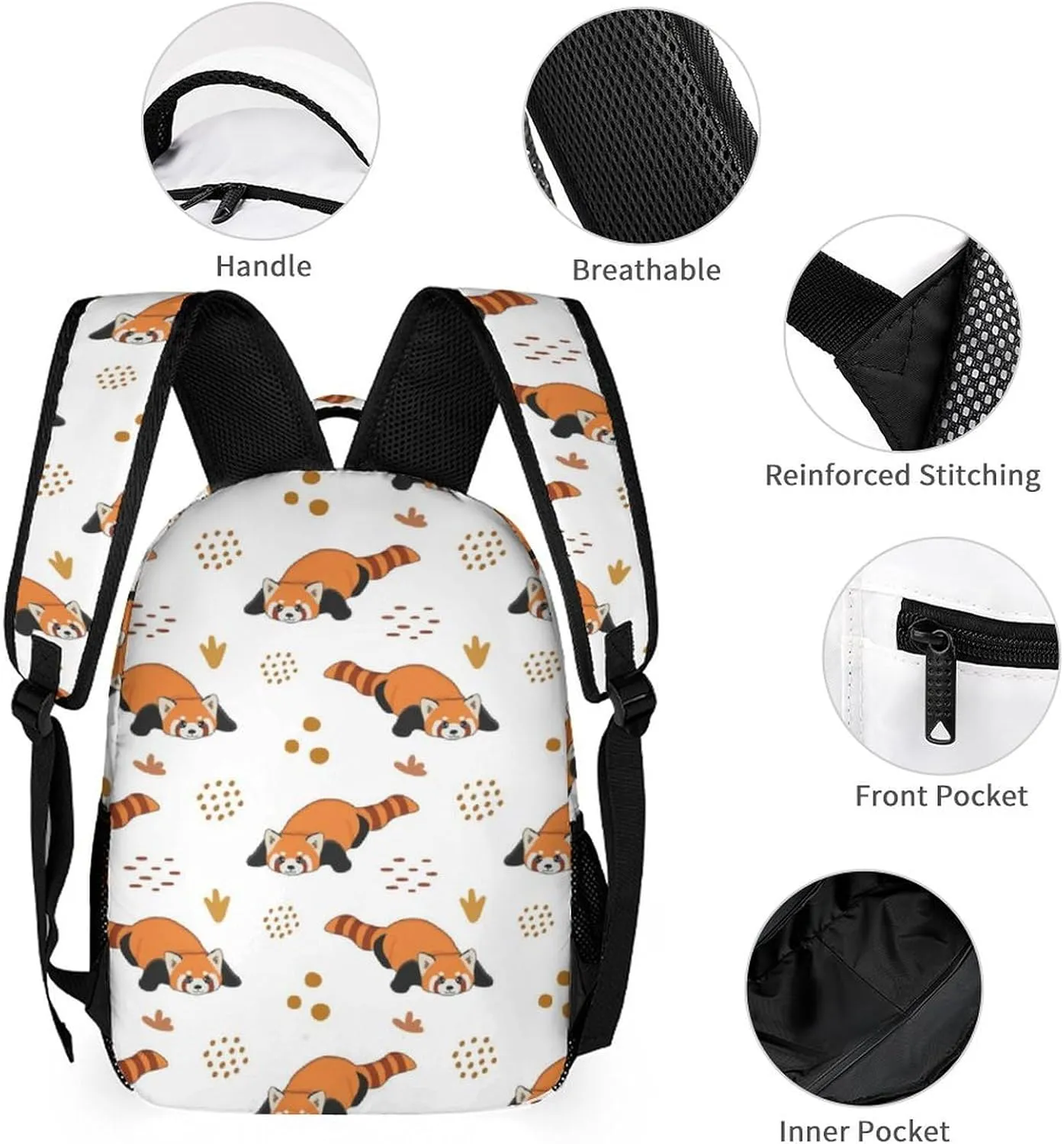 Red Panda School Backpack for Kids Girls Boys, 16 Inch Cute Red Pandas Themed Bookbag, Personalized School Backpack for Students Children, Lightweight, Large Capacity