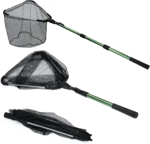 RESTCLOUD Fishing Landing Net with Telescoping Pole Handle, Fishing net Freshwater for Kids Men Women, Extend to 40-63 Inches