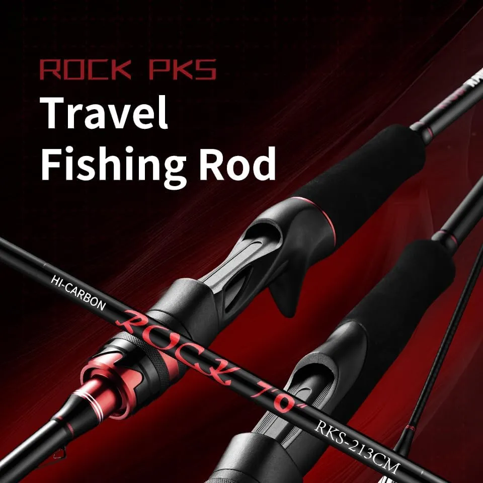 Rock Bass Fishing Rod 6'6"/7'/10' Spinning Casting Fast Action 2 Pieces Medium Heavy 24T High Carbon Fiber Stainless Steel Guides High Sensitive Lightweight Trout Pole