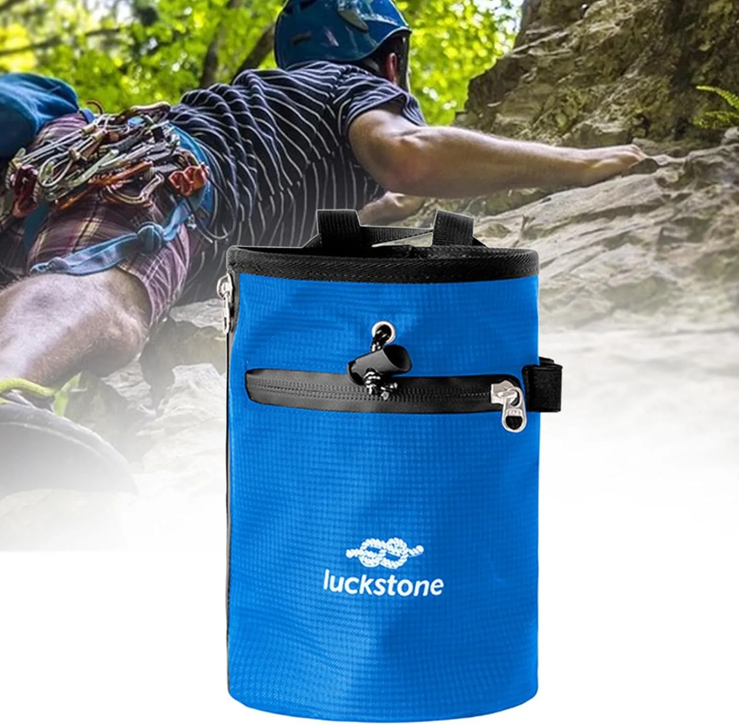 Rock Climbing Chalk Bag Adjustable Waist Belt Wear Resistant with Zipper Pocket for Bouldering Workout Disc Golf Pole Dancing