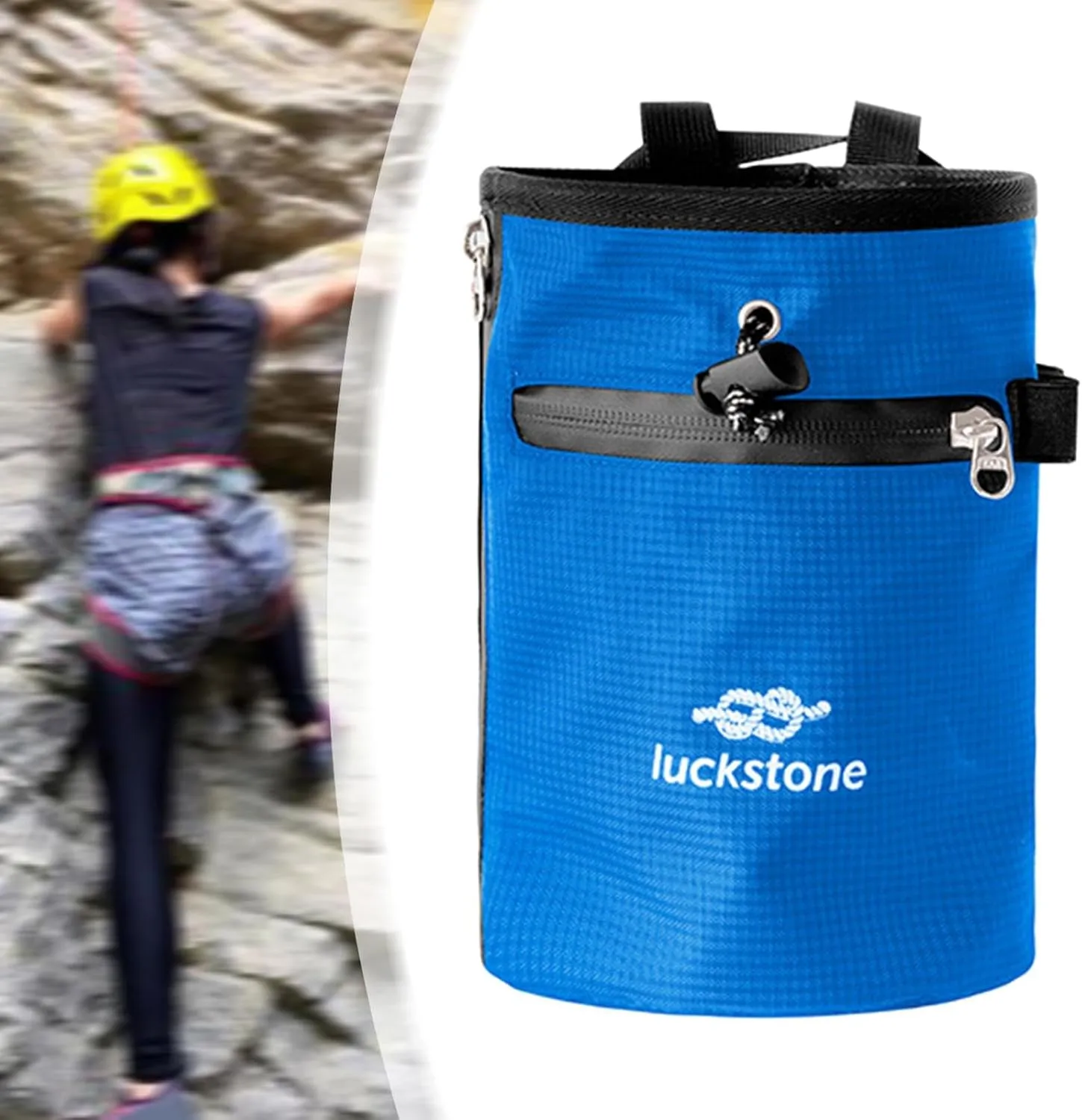 Rock Climbing Chalk Bag Adjustable Waist Belt Wear Resistant with Zipper Pocket for Bouldering Workout Disc Golf Pole Dancing