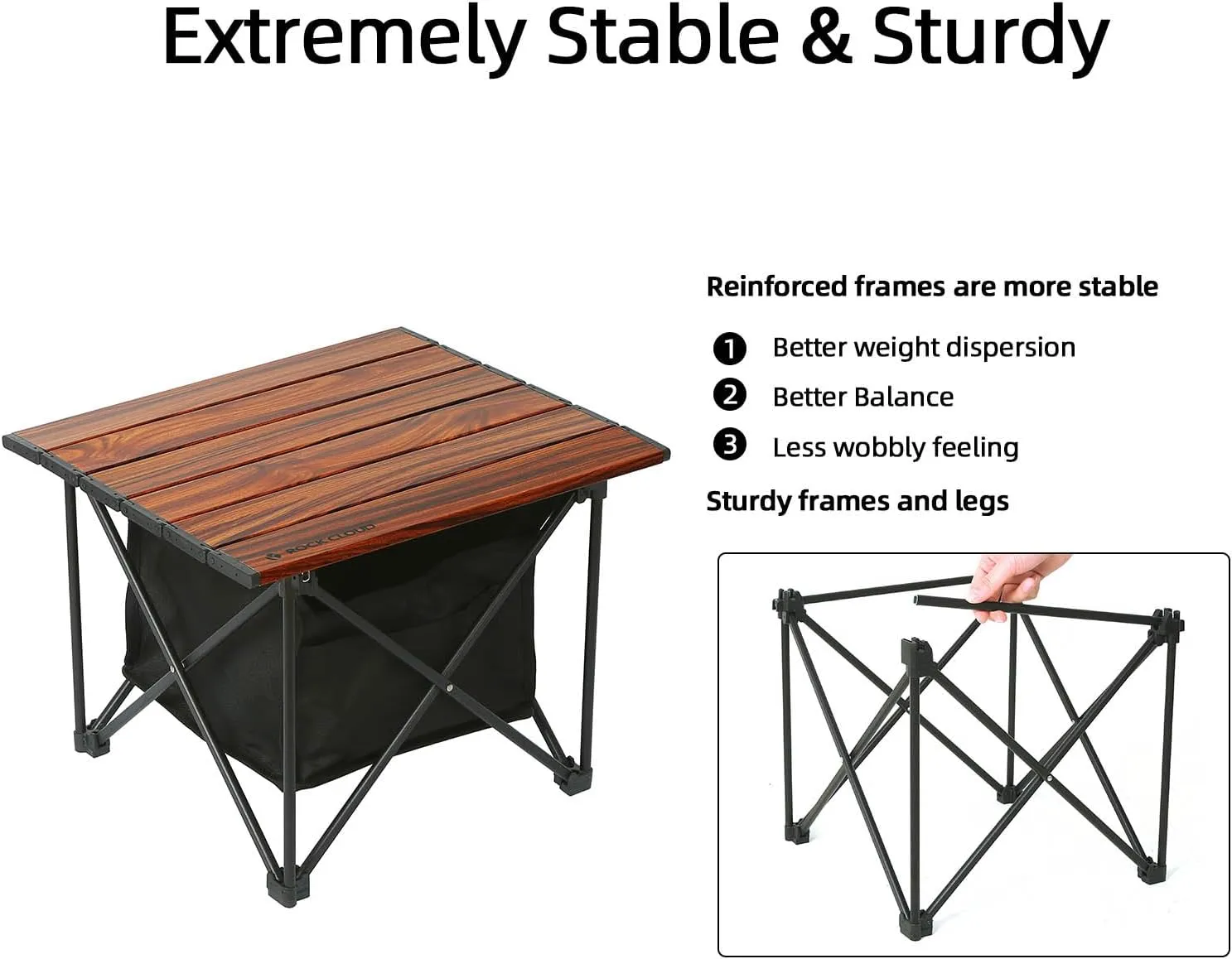 ROCK CLOUD Portable Camping Table Ultralight Aluminum Camp Table Folding Compact Beach Table with Storage Bag for Camping Hiking Backpacking Outdoor Picnic(Reinforced Frame-Small)