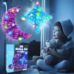 ROHSCE 3D String Art Kit for Kids, DIY Light Up String Art Lantern Kit Heart Arts and Crafts, Christmas Birthday Present for Kids 8-10, Gifts for Girls and Boys, Toys for 7 Year  Old