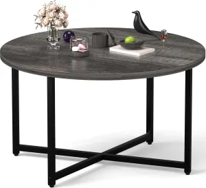 Round Coffee Table, 31.5" Circle Coffee Table，Roma Round Coffee Tables Living Room, Large Coffee Table Round for Indoor & Outdoor Use, Office, Patio or Garden, Large Gray(31.5" D x 17.7" H)