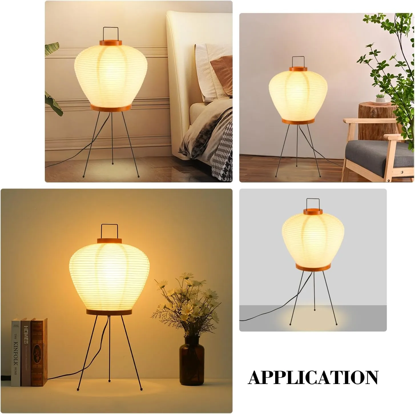 Round Rice Paper Floor Light,13" Nordic Design Rice Floor Lamp, Paper Lantern Bedside Light,Living Room Desk Lamp Bedrooms Paper Desktop Light