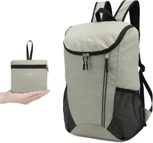 ROWNYEON 15L Foldable Lightweight Hiking Backpack, Sport Travel Camping Water Resistant Outdoor Daypack for Women Men (Grey Green)