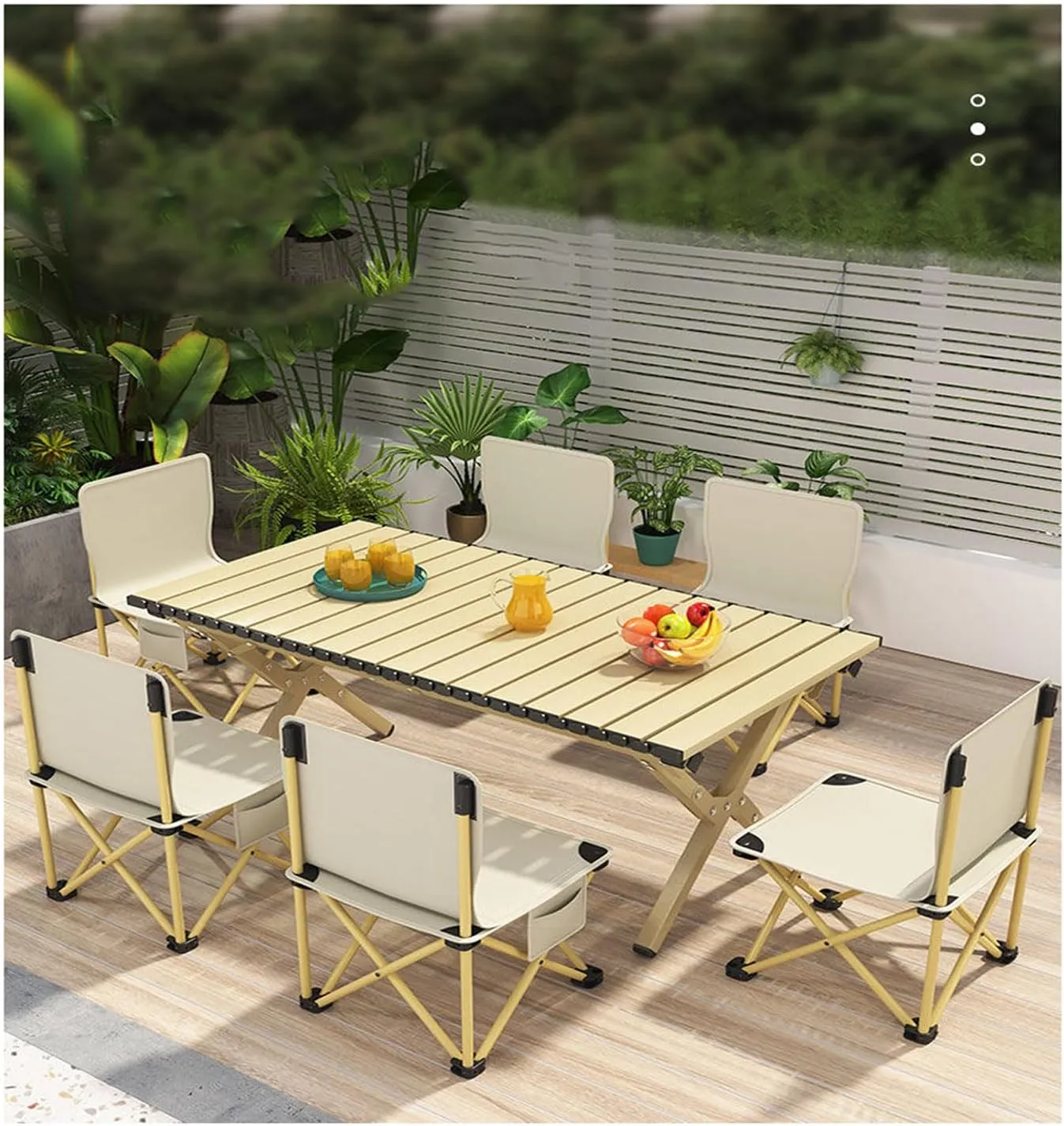 RUANLOV Small Folding Camping Table with Aluminum Table Top, Folding Table Roll Up Lightweight Foldable Table, Portable Table Camp Table (B 90cm with 4 Chairs)