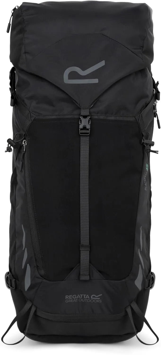 Rucksack Blackfell 45L, Reflective with Metal Frame Support - Perfect for Walking, Hiking, Camping & Trekking, Black, L, Casual