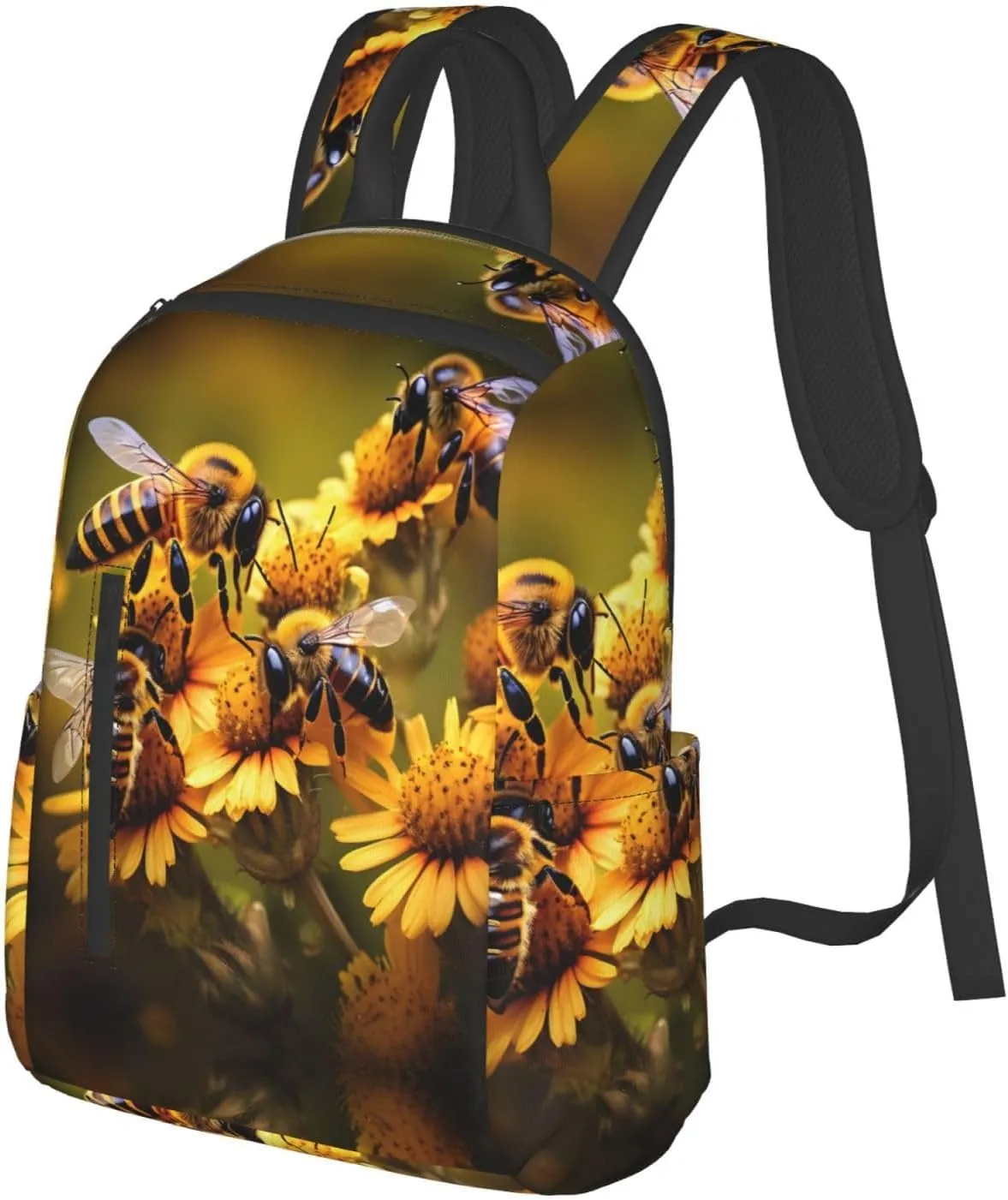 Rural Honey Bees Flowers Print Lightweight Backpack, Travel Bookbag College Bag,Laptop Backpack For Men Women