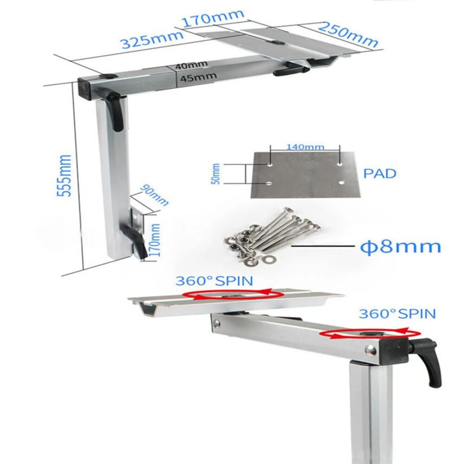 RV Camper Adjustable Height Aluminum Alloy Movable Rotatable Table Leg Kits