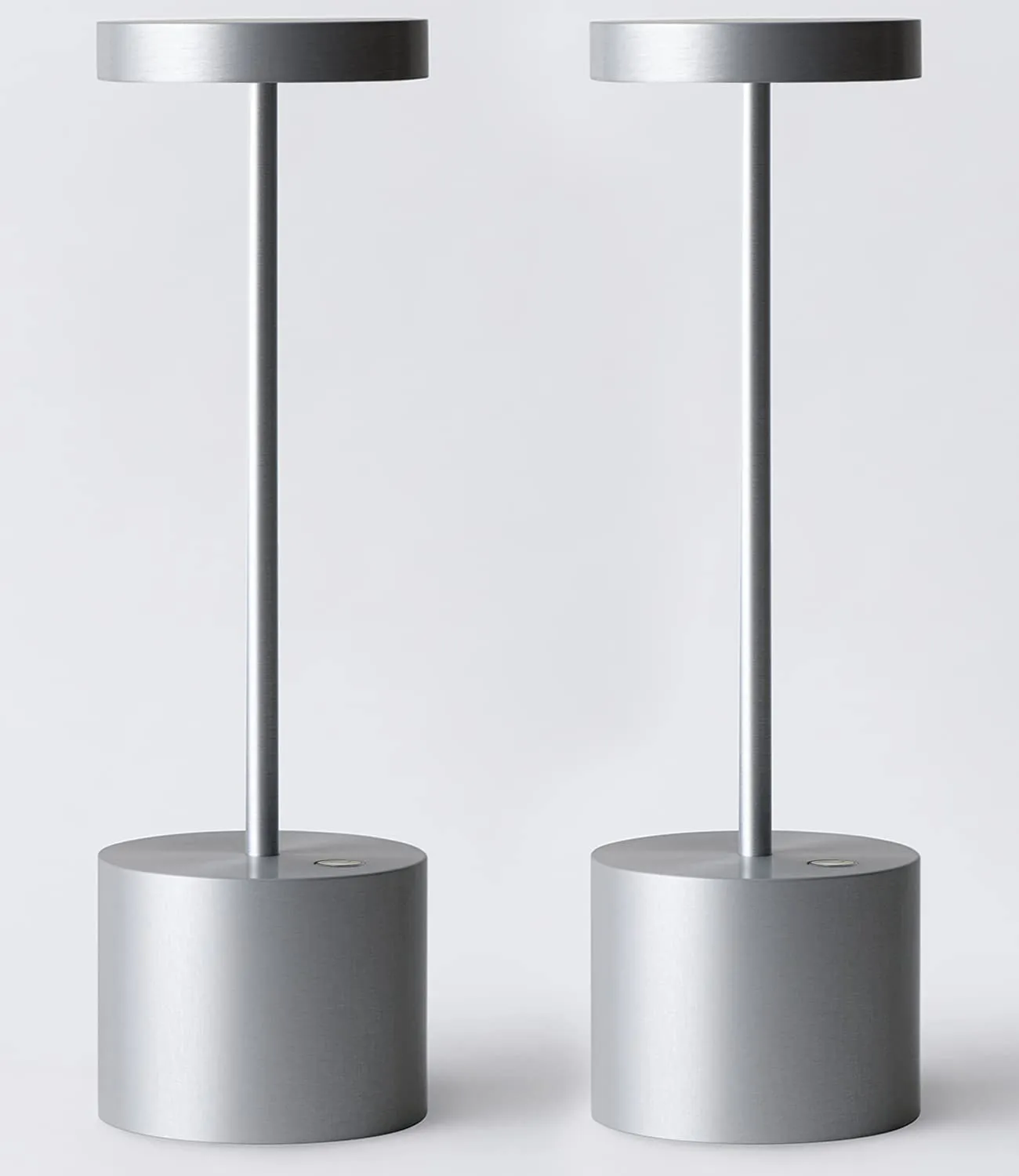 Rynx | Barryca 2 Pack Wireless Rechargeable LED Table Lamp, 5000Mah, Dimmable, Metal, Silver