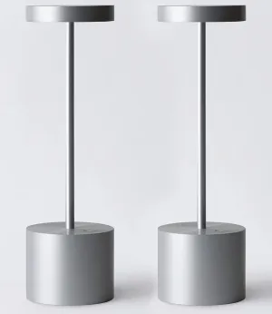 Rynx | Barryca 2 Pack Wireless Rechargeable LED Table Lamp, 5000Mah, Dimmable, Metal, Silver