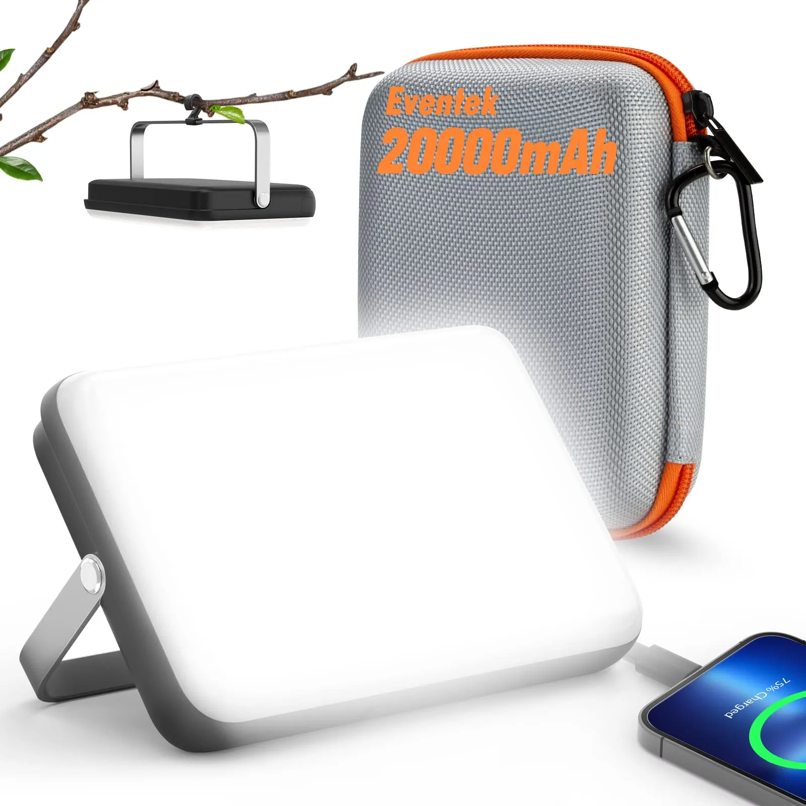 Rynx | Eventek LED Camping Lantern Rechargeable 4000Lm, 20000Mah Portable Power Bank Up to 144 Hours Operation, 5 Light Settings, IPX5 Waterproof Tent Light For Power Outages, Emergencies, Hurricanes, Home, Hiking