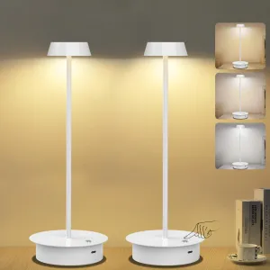 Rynx | Fenfud 2 Pack Wireless Table Lamp Rechargeable: 5000mah Battery Powered Led Desk Lamp, 3 Color Stepless Dimming, Portable Table Light Outdoor For Dinner/Patio/Restaurant/Bar/Bedroom-White