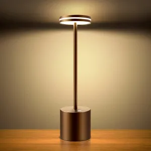 Rynx | Hapfish Battery-powered Table Lamp, 5000Mah Portable Outdoor Wireless Table Lamps, Metal, Dimmable, Rechargeable Led Desk Bulbs For Indoor/Outdoor/Home/Living Room (Brown)
