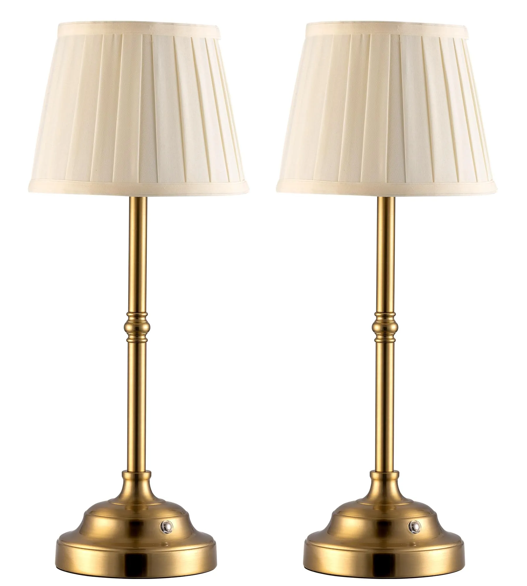 Rynx | Kdg Wireless Led Table Lamp Set Of 2, Portable Fabric Shade Desk Lamps, 4000mah Rechargeable Battery Powered Lighting, Dimmable