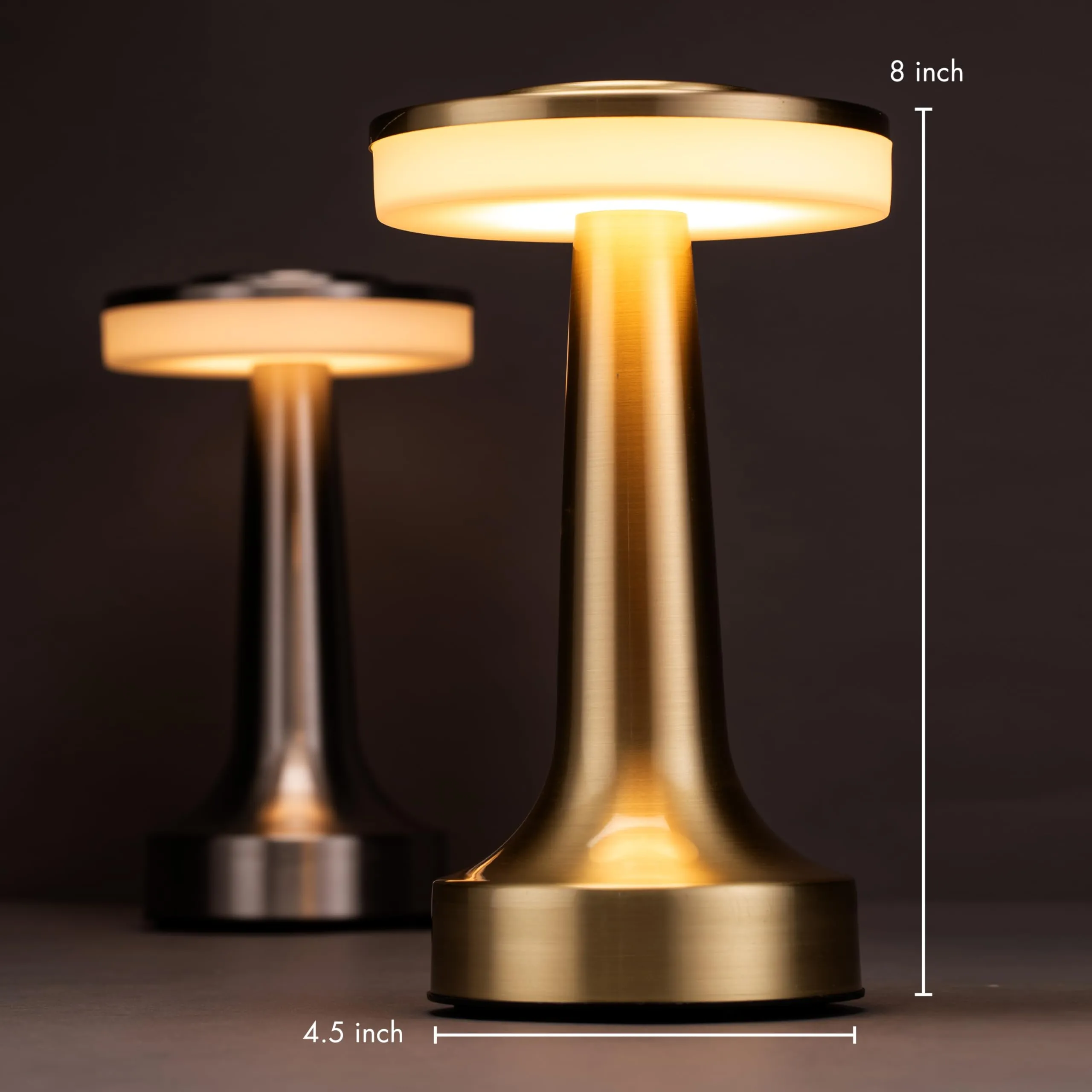 Rynx | O’Bright Gold Portable LED Table Lamp - Touch Sensor, 3 Brightness Levels, Rechargeable Night Light
