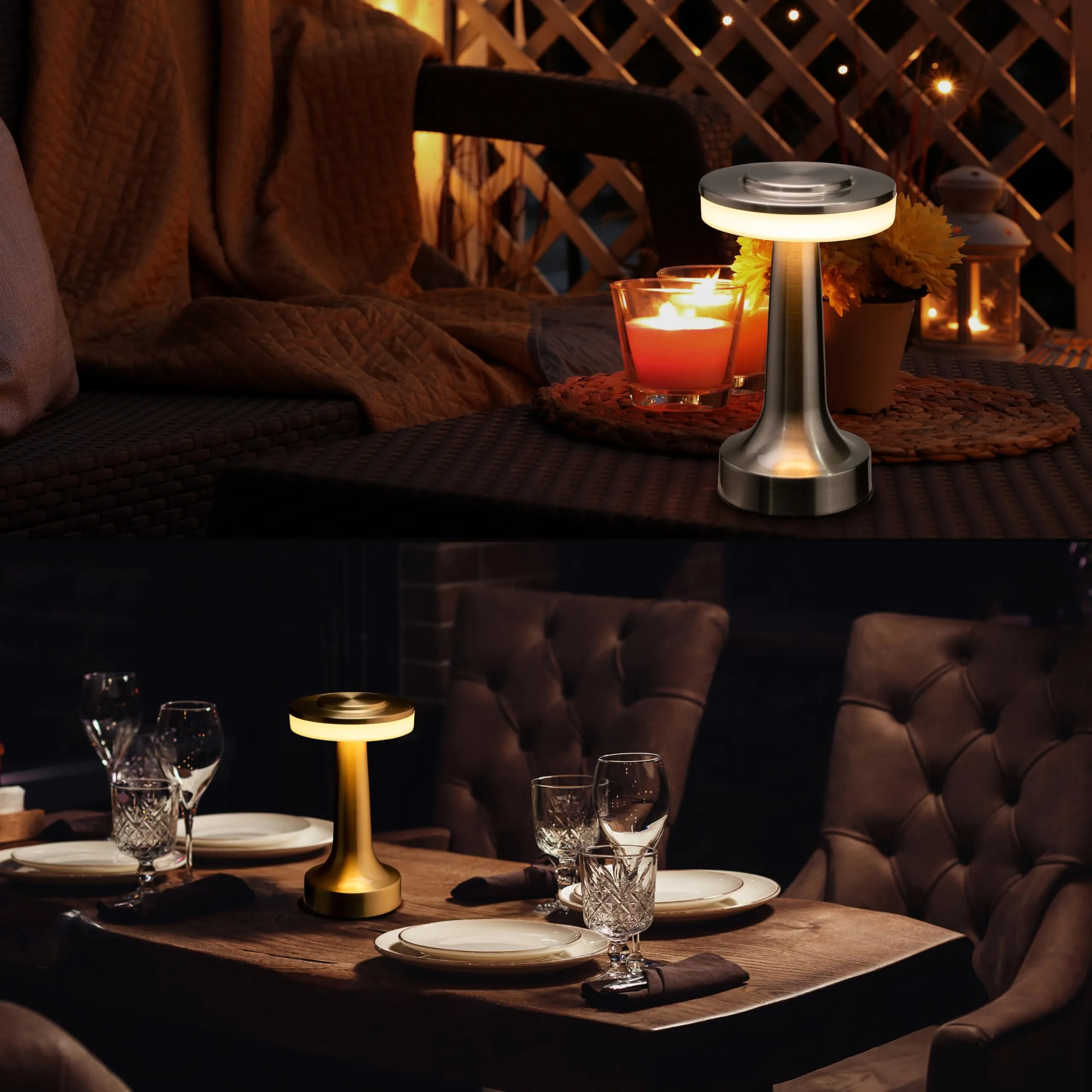 Rynx | O’Bright Gold Portable LED Table Lamp - Touch Sensor, 3 Brightness Levels, Rechargeable Night Light