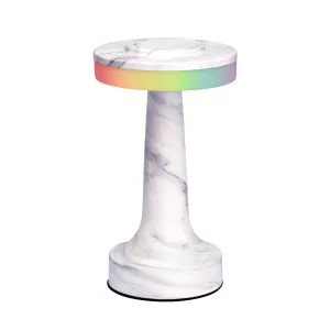 Rynx | O’Bright Portable LED Table Lamp With Touch Sensor, Rgb Light, Dimmable, Rechargeable Battery, Night Light For Children's Room, Nightstand Lamp, Bedding Lamp, White Marble