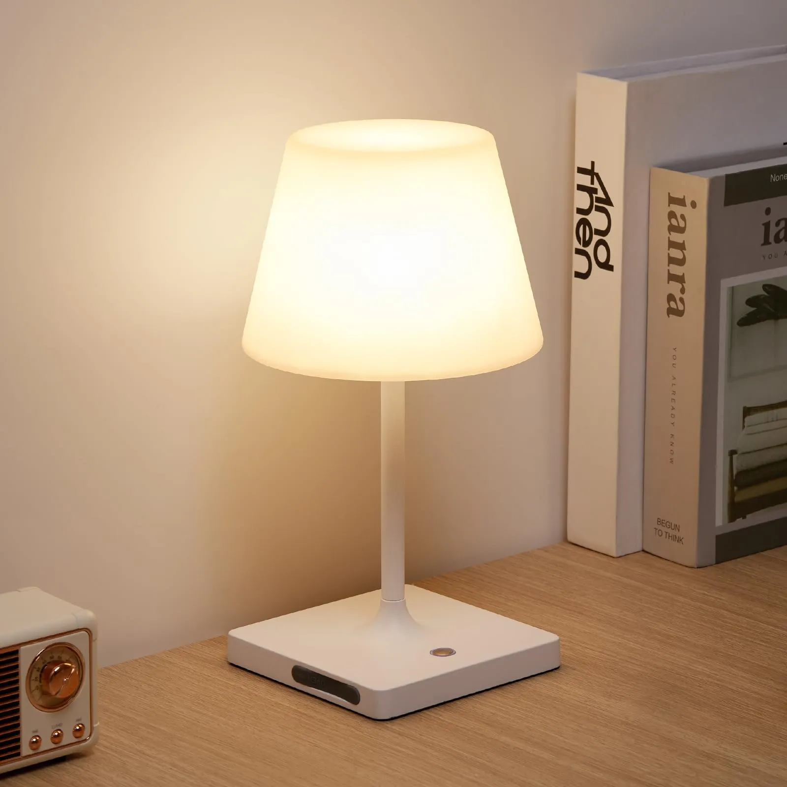 Rynx | Portable Wireless Table Lamp, Outdoor Battery-Powered Desk Lamp Waterproof, Built-in Rechargeable Battery, Touch-Dimmable Night Light For Terrace Camping Restaurant Home, White