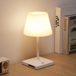 Rynx | Portable Wireless Table Lamp, Outdoor Battery-Powered Desk Lamp Waterproof, Built-in Rechargeable Battery, Touch-Dimmable Night Light For Terrace Camping Restaurant Home, White