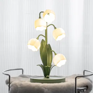 Rynx | Werfop Vintage Flower Table Lamp For Home, 5 Lily of the Valley Desk Lamps 3 Color Modes Reading Lamp With G4 Led Light Bulbs For Bedroom, Living Room, Office